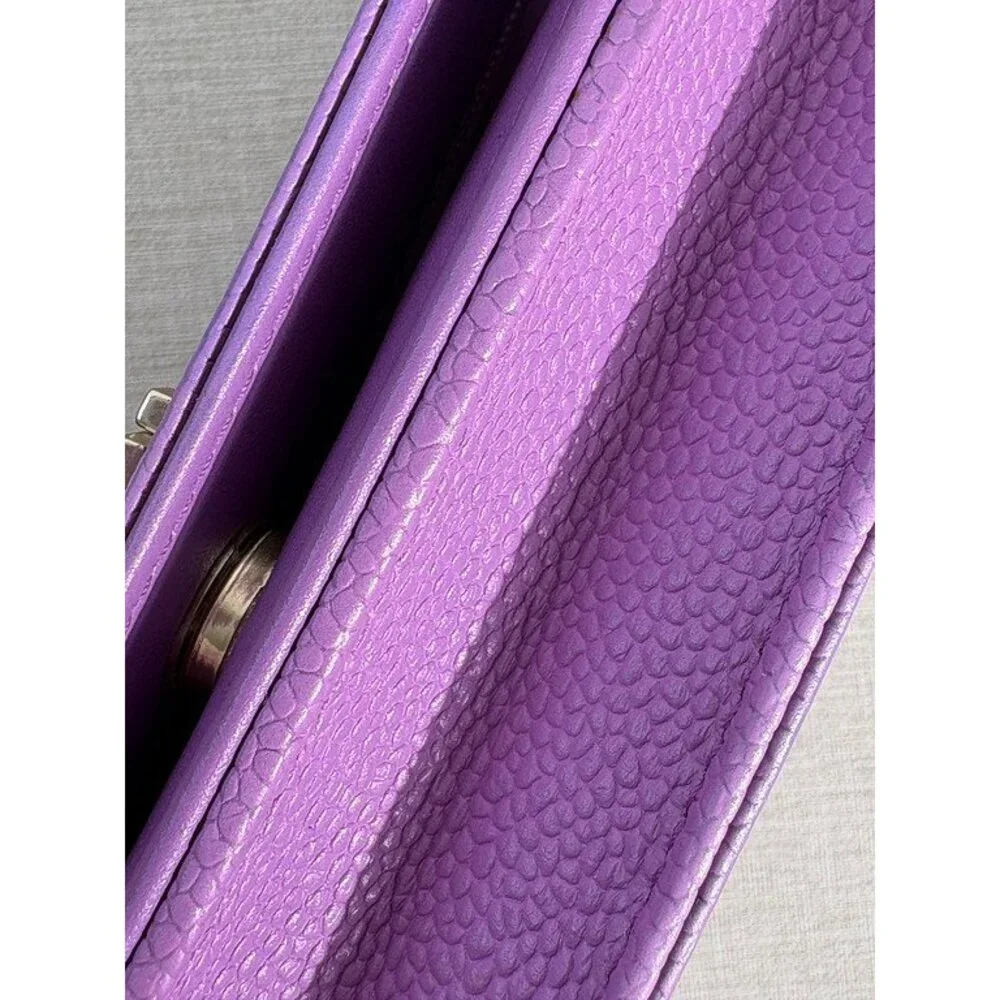 CHANEL Purple Caviar Boy WOC LGHW